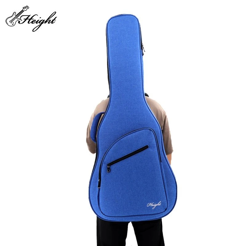 Model show of blue guitar bag